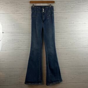 We the Free Dark Wash Pleated Flare Jeans Size 27